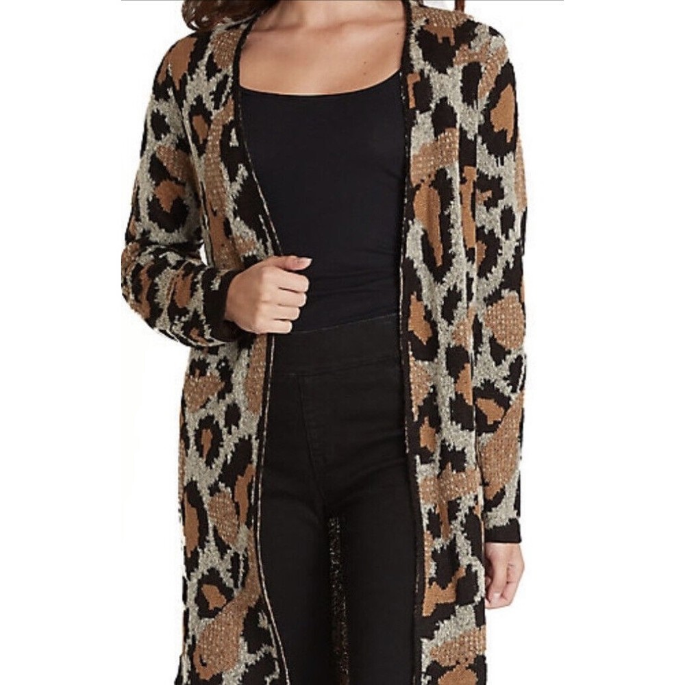 Apt. 9 Sweater Coatigan. XS. Leopard Print. V Neck. Long Sleeves. Machine Wash.
